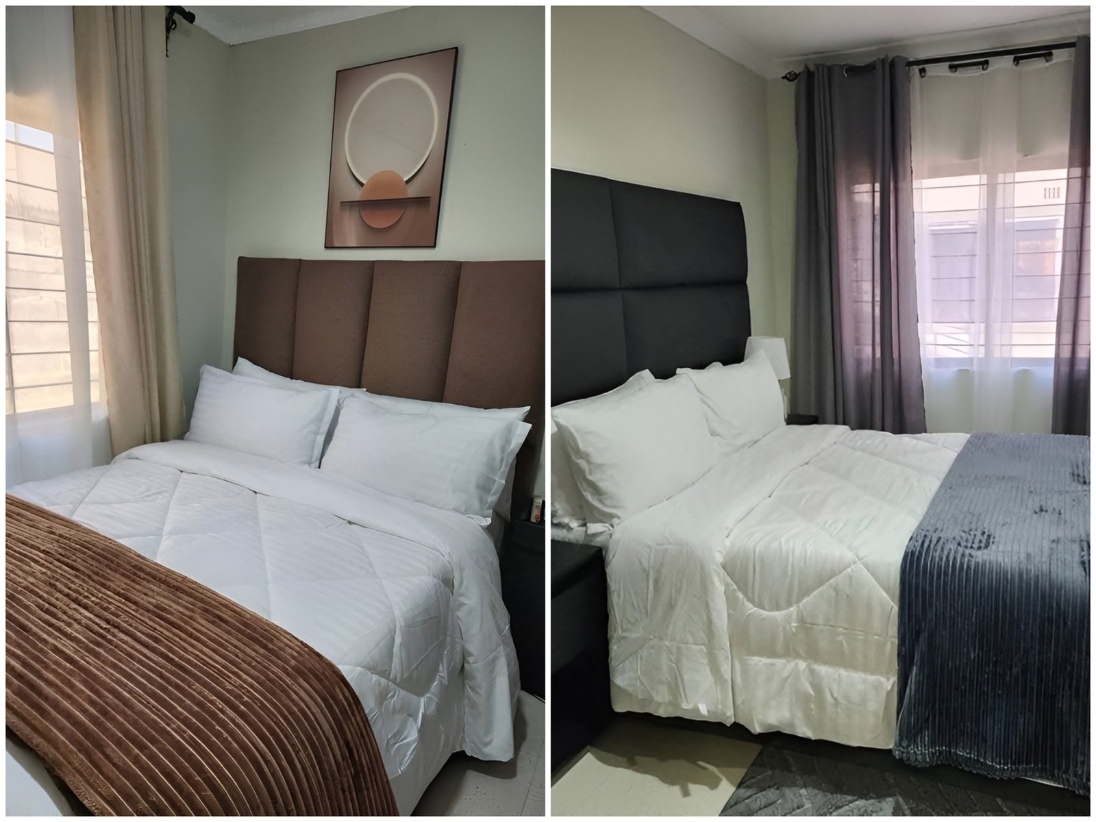 Furnished bedrooms with dressed beds at Quantico's accommodation in Ndola